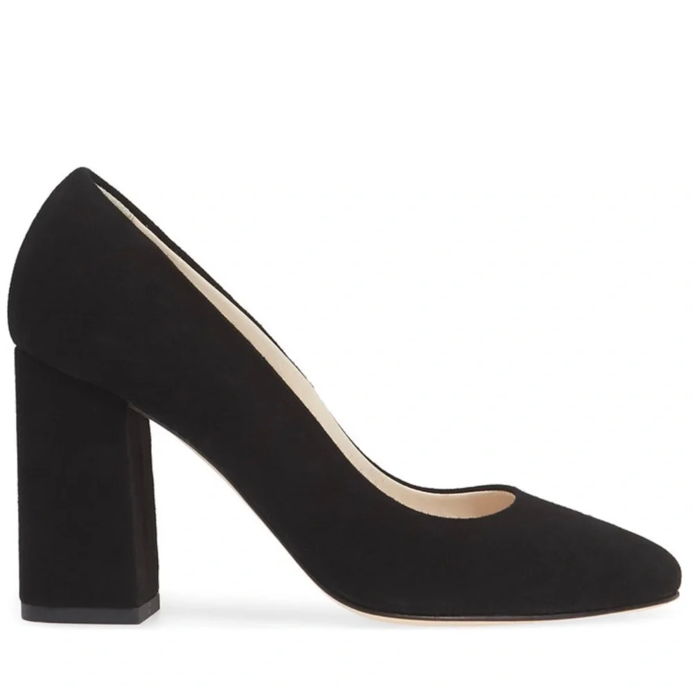 CORDANI Hannette Black Suede Leather Shoes Round Toe Womens Block Heel Pump 37 - Picture 3 of 11